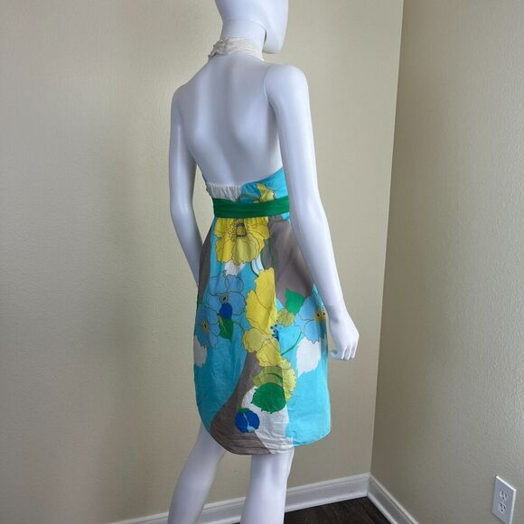 Vintage Tibi Women's Size 2 Silk Floral Halter Mini Dress Y2K Fit & Flare Retro - Picture 14 of 14